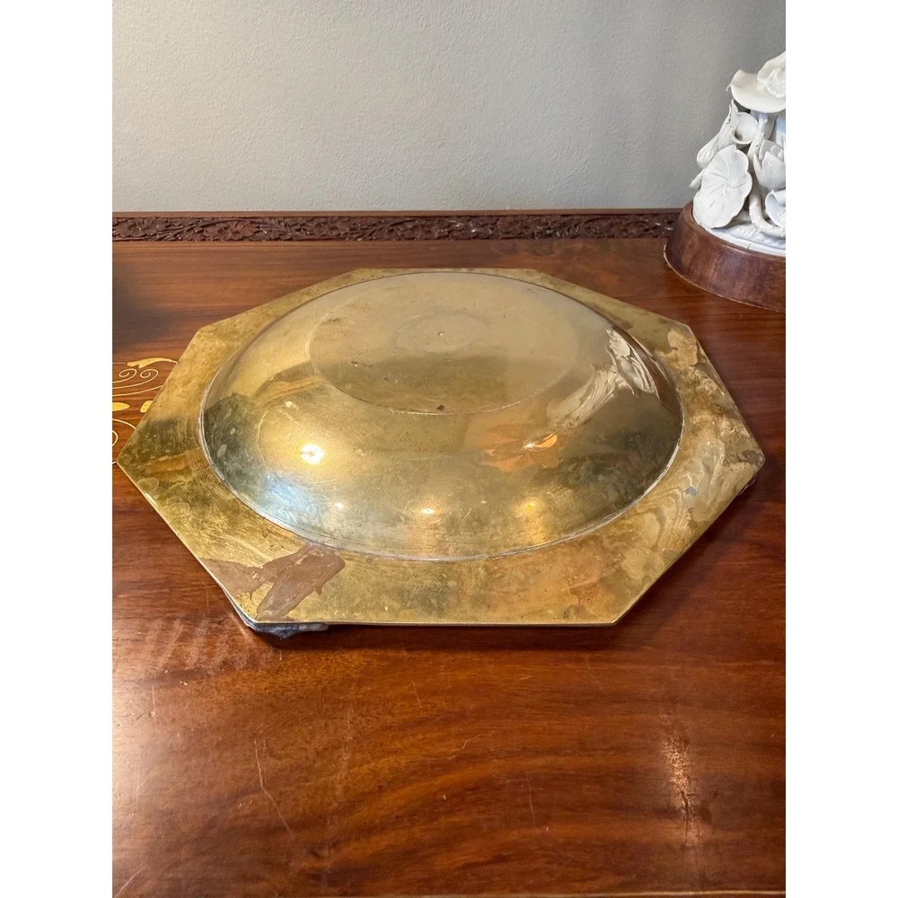 Vintage Brass Vanity Tray • Bird Motif • Chinoiserie Decor